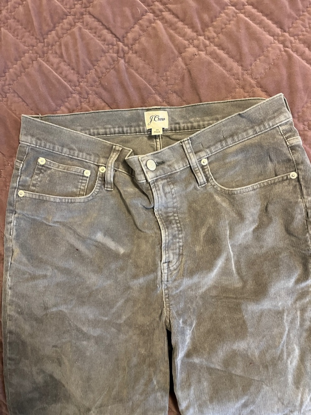 J. Crew Gray Corduroy Straight-Leg Jeans (31)